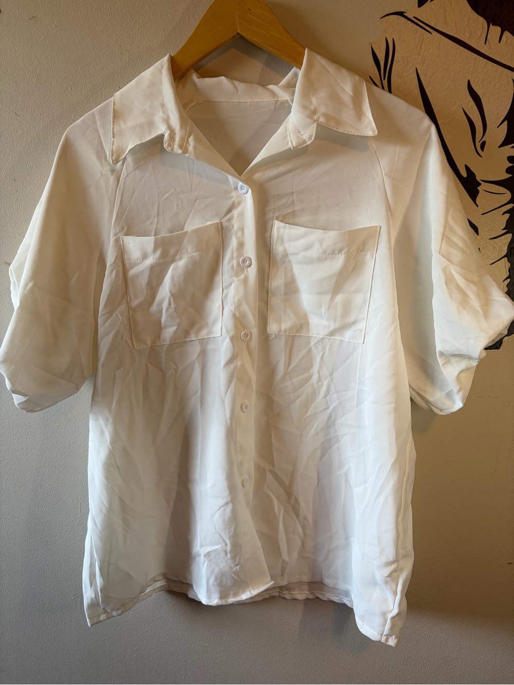 Classic White Short-Sleeve Button-Up Shirt - Women’s